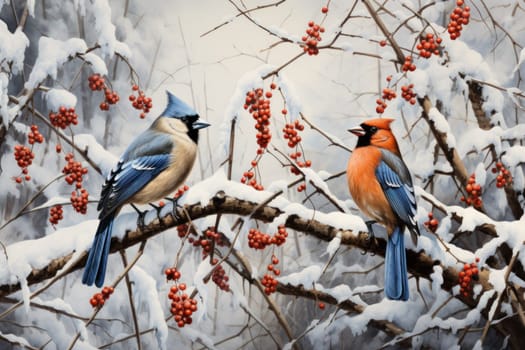 A stunning portrayal of winter's avian beauty, showcasing the artful photography of birds like cardinals, chickadees, and blue jays set against the pristine canvas of snow.