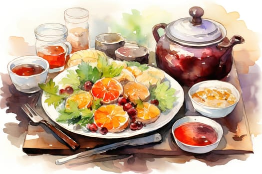 A mouthwatering portrayal of winter's culinary delights, showcasing the artful photography of winter-inspired dishes and beverages like hot soup, roasted chestnuts, and mulled wine.