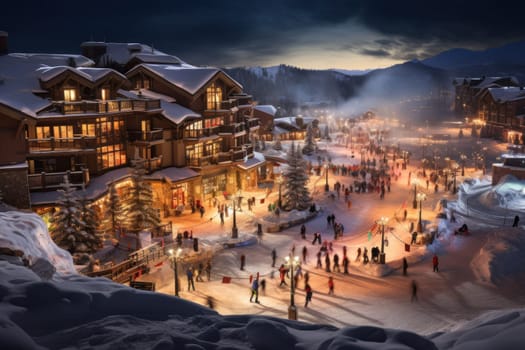 A dynamic portrayal of the winter wonderland at ski resorts, capturing the exhilaration and scenic beauty.