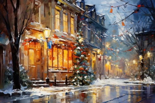 An enchanting portrayal of the holiday season, featuring the dazzling brilliance of Christmas lights, ornaments, and festive adornments that transform towns and neighborhoods into magical wonderlands.