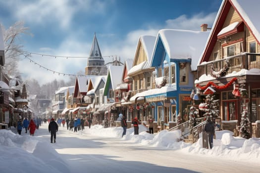 A dynamic portrayal of the winter wonderland at ski resorts, capturing the exhilaration and scenic beauty.