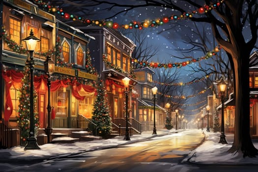 An enchanting portrayal of the holiday season, featuring the dazzling brilliance of Christmas lights, ornaments, and festive adornments that transform towns and neighborhoods into magical wonderlands.