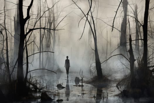 A captivating visual representation of the winter ambiance, focusing on the enigmatic allure of fog and mist enveloping the landscape, especially near bodies of water.