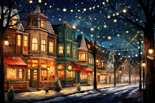 An enchanting portrayal of the holiday season, featuring the dazzling brilliance of Christmas lights, ornaments, and festive adornments that transform towns and neighborhoods into magical wonderlands.