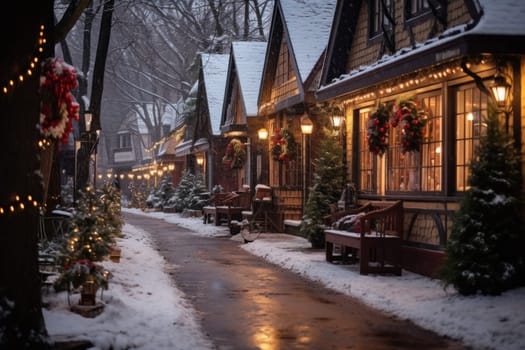 An enchanting portrayal of the holiday season, featuring the dazzling brilliance of Christmas lights, ornaments, and festive adornments that transform towns and neighborhoods into magical wonderlands.