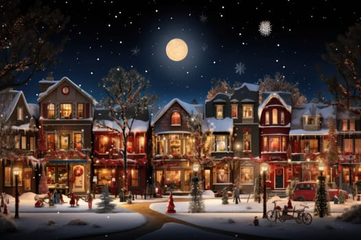 An enchanting portrayal of the holiday season, featuring the dazzling brilliance of Christmas lights, ornaments, and festive adornments that transform towns and neighborhoods into magical wonderlands.