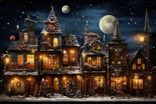 An enchanting portrayal of the holiday season, featuring the dazzling brilliance of Christmas lights, ornaments, and festive adornments that transform towns and neighborhoods into magical wonderlands.