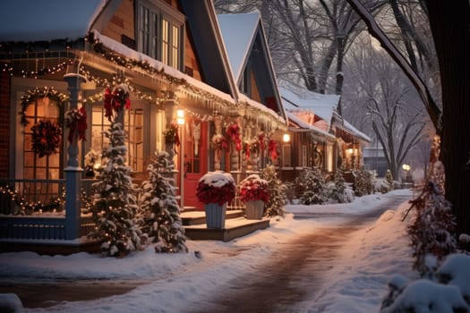 An enchanting portrayal of the holiday season, featuring the dazzling brilliance of Christmas lights, ornaments, and festive adornments that transform towns and neighborhoods into magical wonderlands.