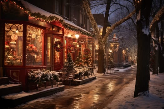 An enchanting portrayal of the holiday season, featuring the dazzling brilliance of Christmas lights, ornaments, and festive adornments that transform towns and neighborhoods into magical wonderlands.