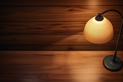 Table lamp on a wooden table.
