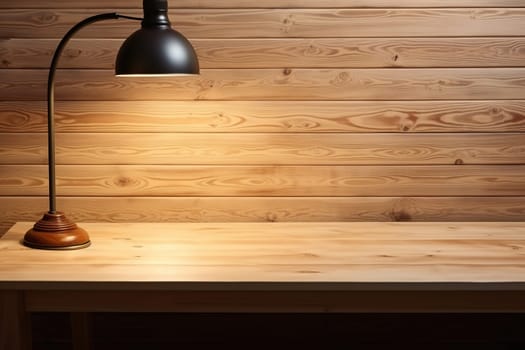 Table lamp on a wooden table. Generated by artificial intelligence