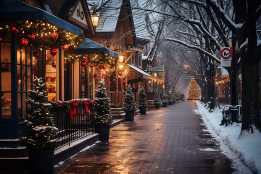 An enchanting portrayal of the holiday season, featuring the dazzling brilliance of Christmas lights, ornaments, and festive adornments that transform towns and neighborhoods into magical wonderlands.