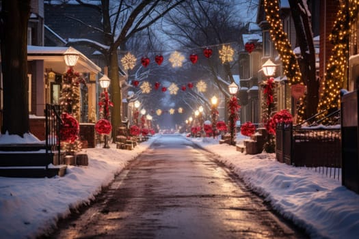 An enchanting portrayal of the holiday season, featuring the dazzling brilliance of Christmas lights, ornaments, and festive adornments that transform towns and neighborhoods into magical wonderlands.