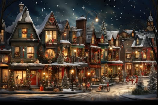 An enchanting portrayal of the holiday season, featuring the dazzling brilliance of Christmas lights, ornaments, and festive adornments that transform towns and neighborhoods into magical wonderlands.