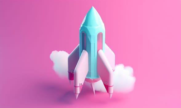 spaceship launch growth start rocket startup finance business creative start symbol education futuristic up fantasy space shuttle bitcoin exchange technology increase. Generative AI.