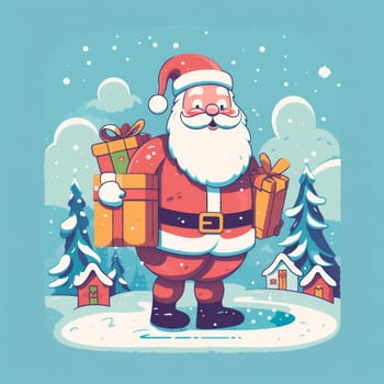 man greeting old decoration winter celebration cartoon december christmas red illustration background holiday gift new santa claus present season celebrate. Generative AI.