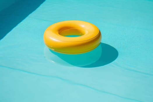 travel swim toy circle pool preserver ring yellow rescue rubber kid leisure float resort vacation water sunlight plastic holiday summer. Generative AI.