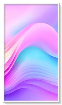 abstract background with smooth wavy lines in pastel rainbow colors.Holographic Abstract Background. Holographic Vector. Glossy Cover. Soft Color. For Web Applications, Mobiles, Screen Template.Holographic abstract background. Cover design template. Vector illustration.White frame. Grey background.