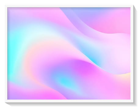 abstract background with smooth wavy lines in pastel rainbow colors.Holographic Abstract Background. Holographic Vector. Glossy Cover. Soft Color. For Web Applications, Mobiles, Screen Template.Holographic abstract background. Cover design template. Vector illustration.White frame. Grey background.