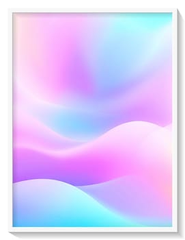 abstract background with smooth wavy lines in pastel rainbow colors.Holographic Abstract Background. Holographic Vector. Glossy Cover. Soft Color. For Web Applications, Mobiles, Screen Template.Holographic abstract background. Cover design template. Vector illustration.White frame. Grey background.