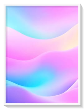 abstract background with smooth wavy lines in pastel rainbow colors.Holographic Abstract Background. Holographic Vector. Glossy Cover. Soft Color. For Web Applications, Mobiles, Screen Template.Holographic abstract background. Cover design template. Vector illustration.White frame. Grey background.