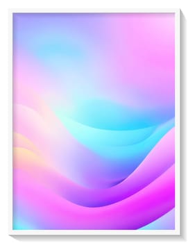 abstract background with smooth wavy lines in pastel rainbow colors.Holographic Abstract Background. Holographic Vector. Glossy Cover. Soft Color. For Web Applications, Mobiles, Screen Template.Holographic abstract background. Cover design template. Vector illustration.White frame. Grey background.