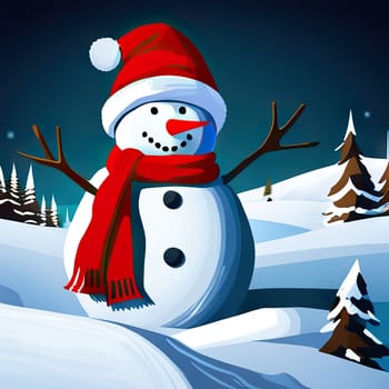 snowman on a snowy background. Christmas and New Year concept