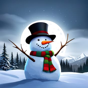 snowman on a snowy background. Christmas and New Year concept