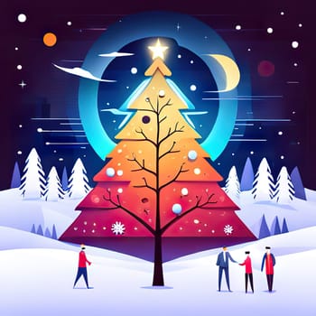 Greeting card with stylized Christmas Tree