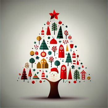 Greeting card with stylized Christmas Tree