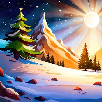 winter forest landscape background. winter evening