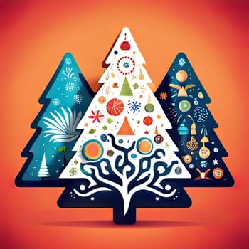 Greeting card with stylized Christmas Tree