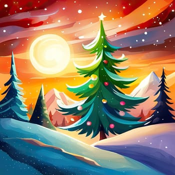 winter forest landscape background. winter evening