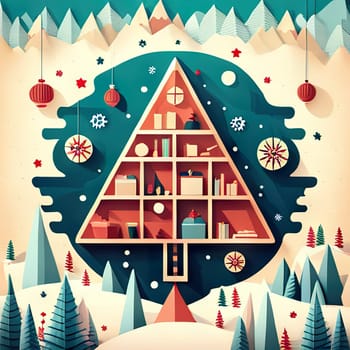 Greeting card with stylized Christmas Tree