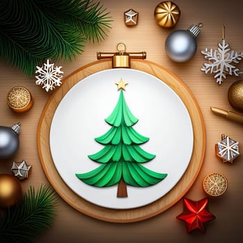 christmas decoration on wooden background.