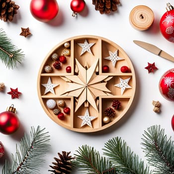 christmas decoration on wooden background.