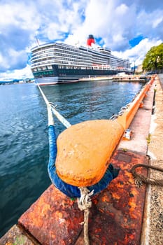 Cruise ship on dock in Oslo view, Norway bay