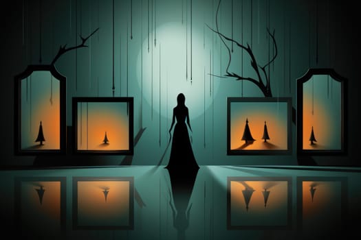A mesmerizing portrayal of enchanted shadow mirrors, each reflecting tantalizing glimpses of parallel realms and alternate versions of oneself.