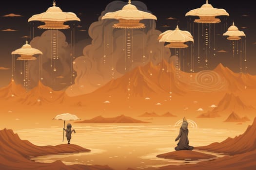 Immerse yourself in the realm of fantasy and behold the awe-inspiring sight of whirling sandstorm djinns.