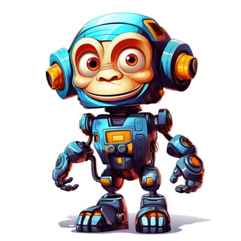 Cartoon monkey robots. T-Shirt, Sticker. Funny cyborg.