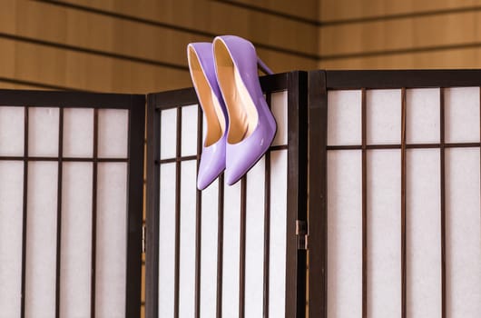 A pair of purple shoes. Shoes for wedding