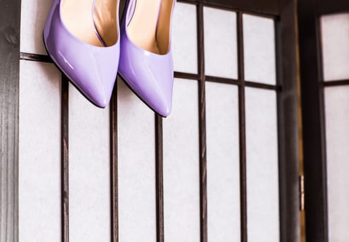 A pair of purple shoes. Shoes for wedding