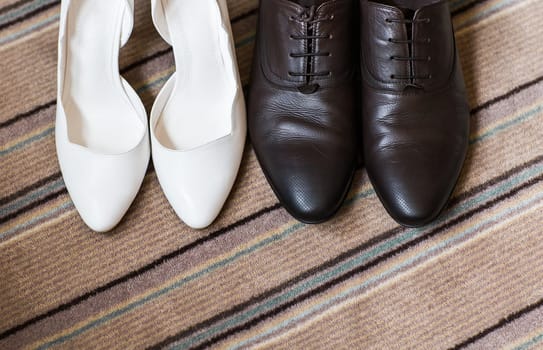 Man and woman shoes. A pair of wedding shoes