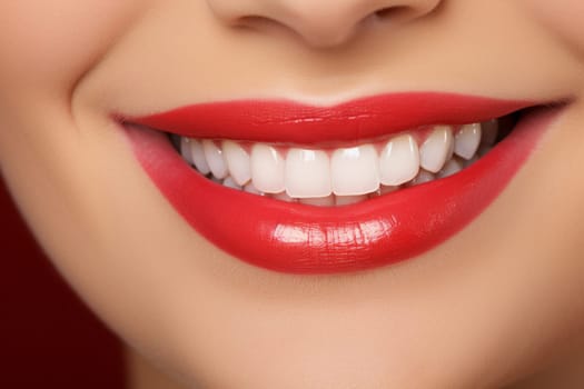 Exuding Radiance: Captivating Close-up of a Woman's Perfectly White Teeth and Joyful Smile.