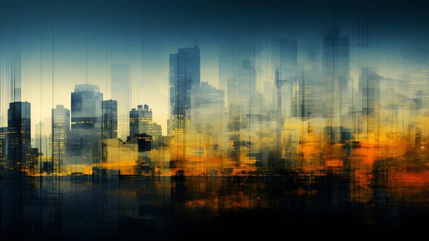 colored abstract city skyline - modern digital painting - AI generative