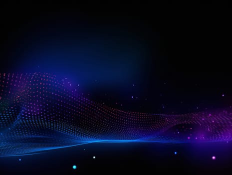 Abstract technology, blue and purple neon background of lines and dots, science and technology business concept of digital future technologies. AI