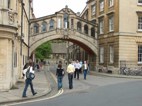 Hertford Bridge, popularly known as the Bridge of Sighs, joining two parts of Hertford College over New College Lane in Oxford,