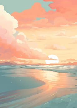 Water tropical seascape nature ocean sky sunrise sunset travel horizon sea landscape cloud illustration summer sun beach orange background