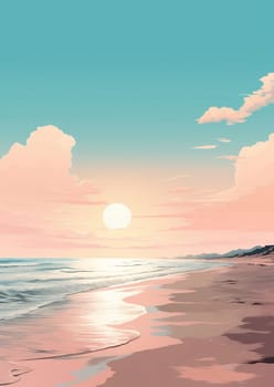 Illustration sun sea cloud landscape nature sky sunrise tropical seascape sunlight water sand background travel summer ocean horizon beach sunset