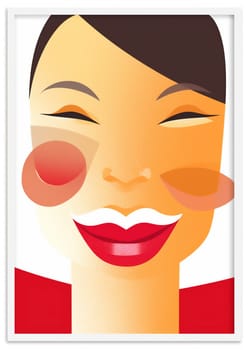 make-up woman fashion retro african toothpaste illustration teeth smile love teeth beautiful red abstract with poster lipstick lip sensual style closeup beauty american pop. Generative AI.